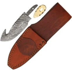 Blank SODMBL2 Damascus Guthook Knife With Stainless Steel Construction